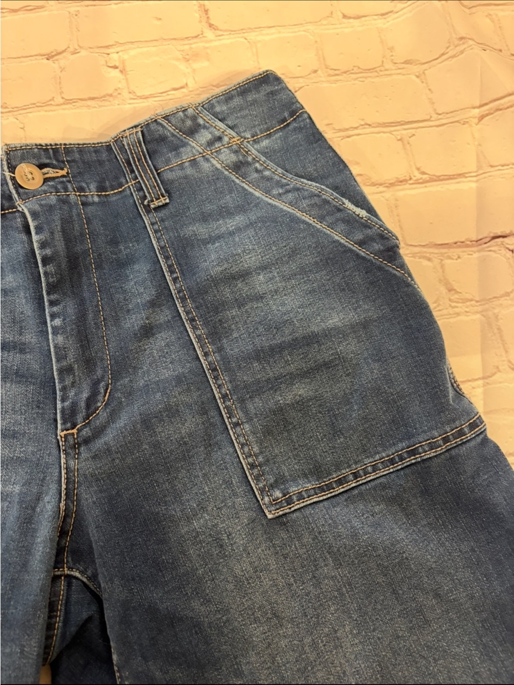 Time and Tru  Dark Blue Denim Utility Shorts - Picture 4 of 5
